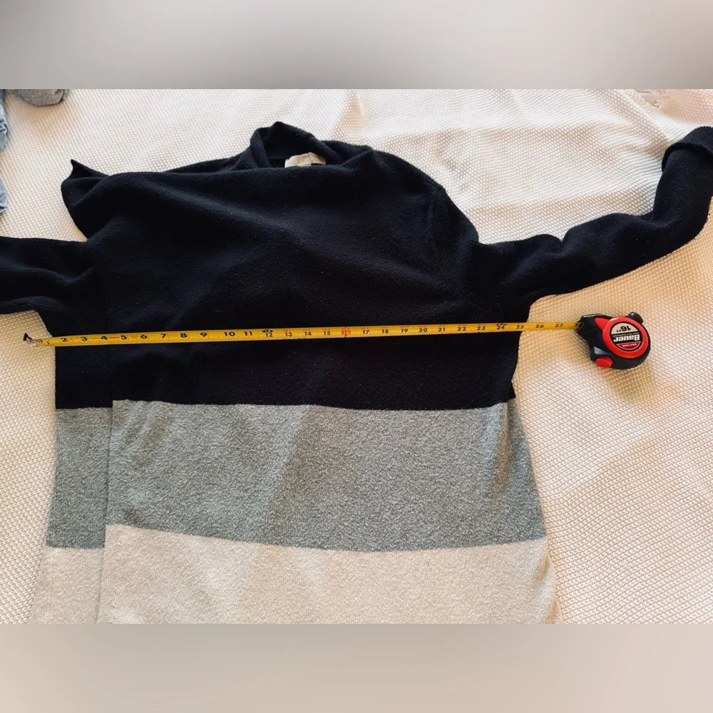 MICHAEL KORS Black & Gray Asymmetrical Cardigan Sweater
